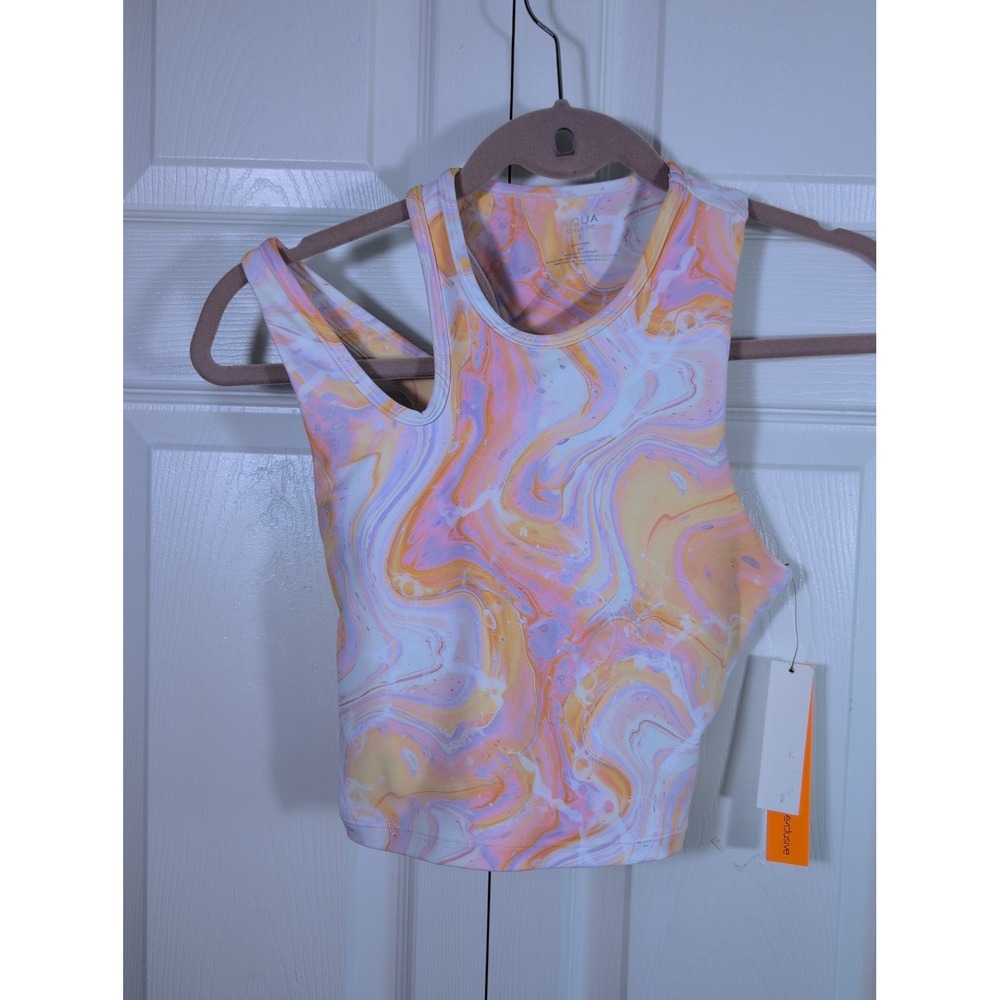 Aqua Scoop Printed Longline Sports Bra Womens Size S New